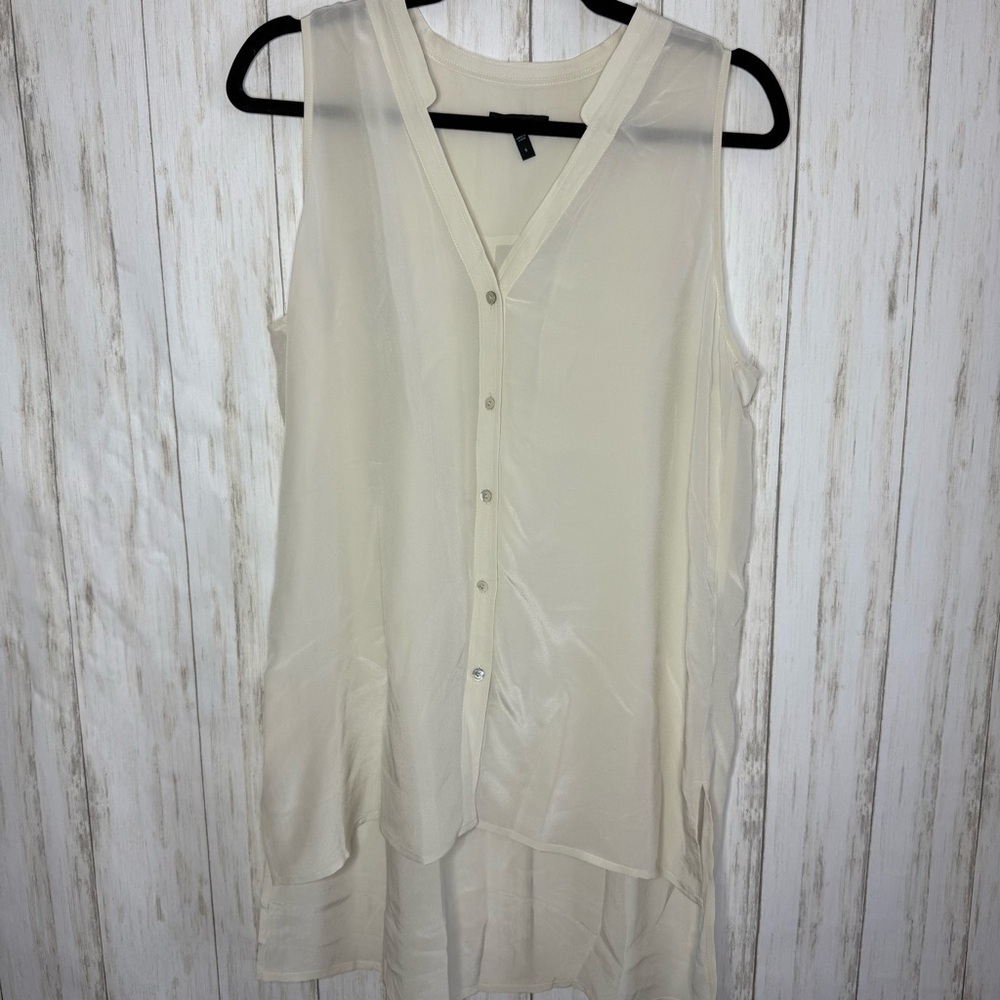 Eileen Fisher 100% silk Cream Button-Down Blouse